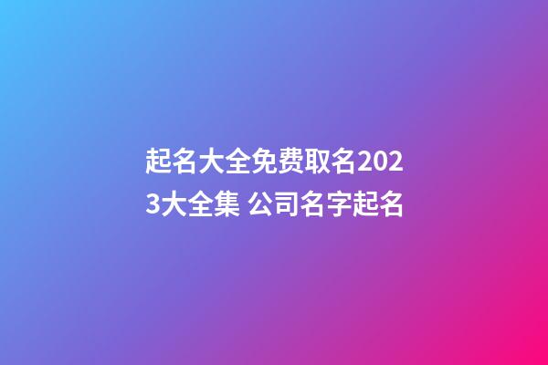 起名大全免费取名2023大全集 公司名字起名